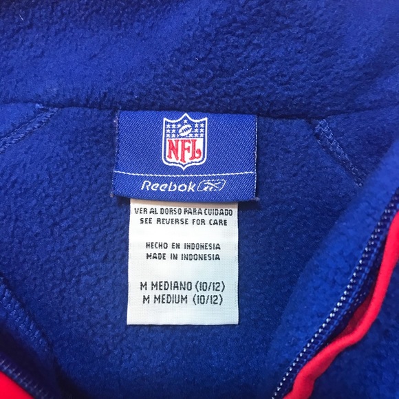 NY Giants Blue/Red 1/2 Zip Reebok Sweatshirt M - Picture 5 of 8